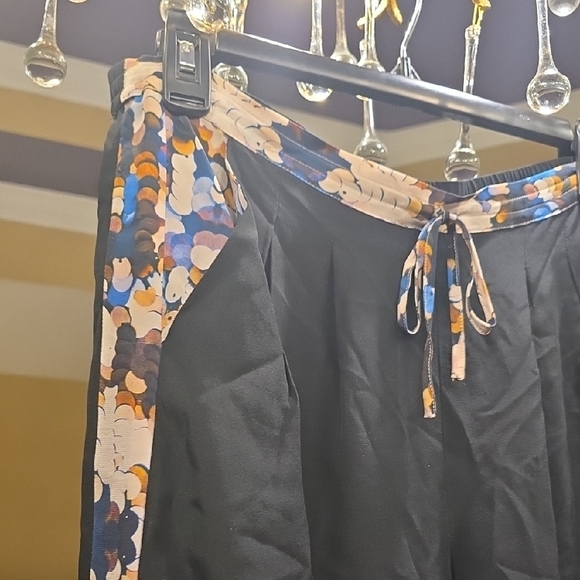 Twelfth Street by Cynthia Vincent Black Silk Pants with Multicolor Side Stripes - Picture 5 of 12